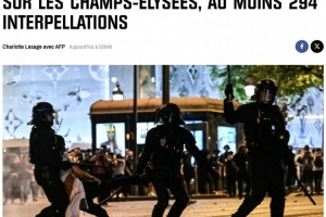 巴黎夺冠后球迷洗劫鞋店+点燃汽车,警方目前已至少逮捕294人